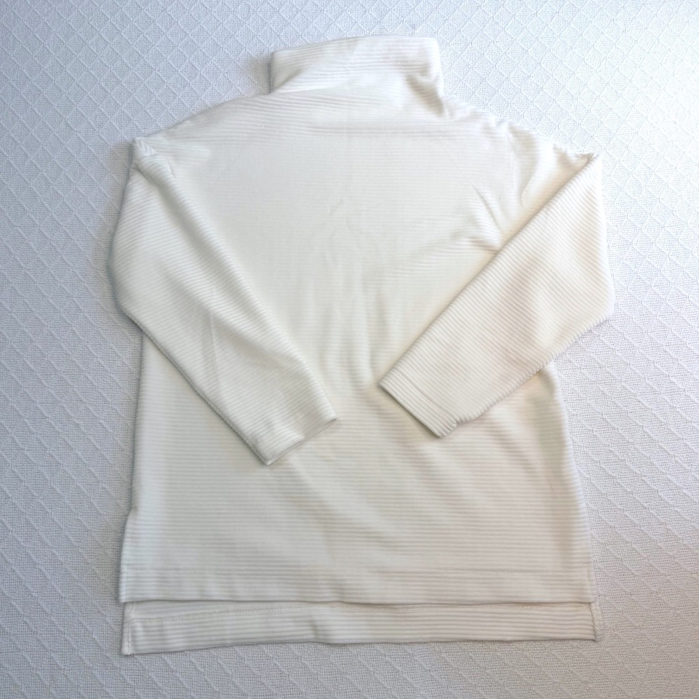 Target Cream White Ribbed Funnel Neck Long Sleeve Top 018013382